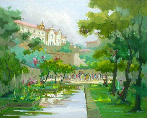 Jo�o Barcelos - Convento de Santo Ant�nio com Reflexo - 66x82 cm (osl)